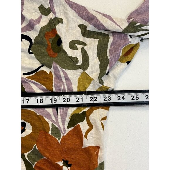 Rachel Zoe Plus 2X Linen Floral Blouse Boho Cottagecore Loose Fit Top - Picture 5 of 9